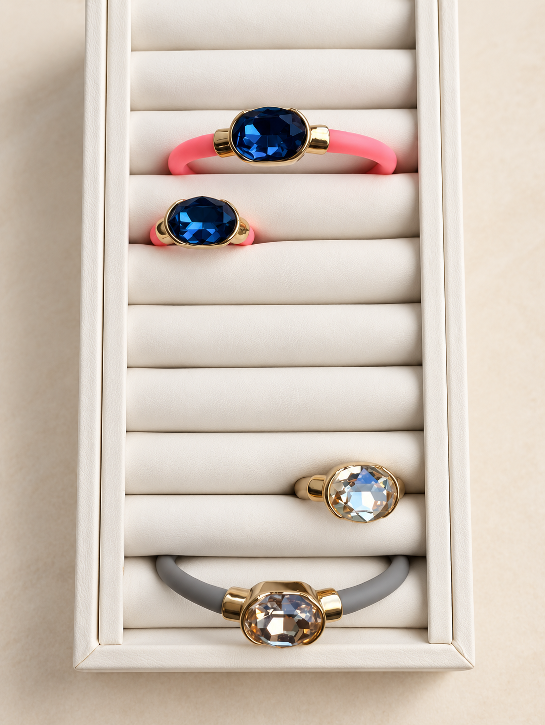 Midnight blue, crystal, and smoky gemstone jewelry